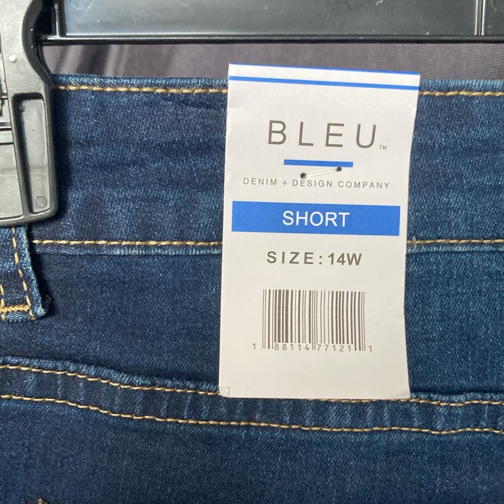 Bleu high rise stretch denim short w tummy control raw hem 14W - Picture 16 of 16